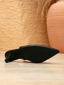 Women's Black Pointed Toe Stiletto High Heel Sandals, Backless Design Luxury Fashion Sandals, V-Cut Sexy High Heels, Suitable For Party, Banquet, Sexy PU Leather Pumps, Comfortable For Commuting And Office Wear, Solid Color For Spring, Summer, Autumn