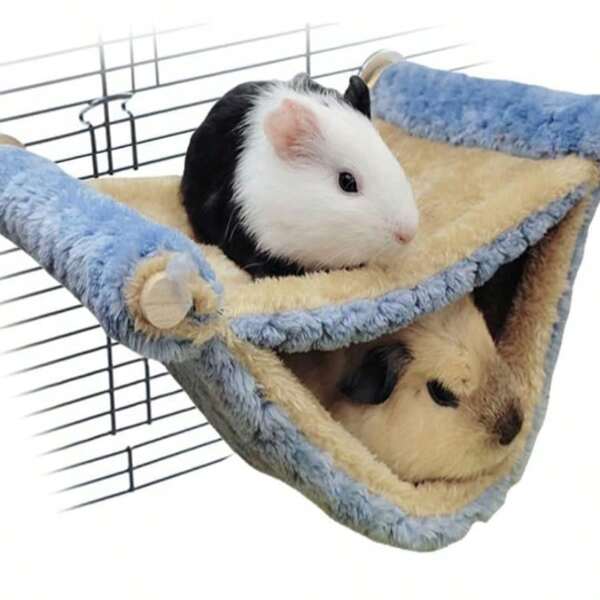 Hanging Warm Nest For Small Pets - Dual Layer Design, Top For Resting, Bottom For Hiding, Soft Plush Material, Warm And Comfortable, Suitable For Guinea Pigs, Hamsters, Easy To Hang, Convenient Installation, Create A Cozy Space For Your Furry Friends
