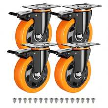 Vmingo 4pcs Rueda 4 Pulgadas Mueble Repuesto Giratoria Freno Llanta Kit