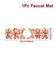 1Pc Christmas Sink Faucet Absorbent Pad,Merry Christmas Dish Drying Mat Including Snowflake,Red White Floral,Gingerbread Man And Christmas Tree Style,10*38/14*60cm Durable And Absorbent Sink Surround Cover,Bathroom And Kitchen Faucet Mat,Christmas Decorations For Home,Xmas Party Decor,Christmas Party Favors,Winter Decorations,Ideal Christmas Decoration Gift,Countertop Protector, Kitchen Sink Mat,Washbasin Protector - Multicolor - View 10