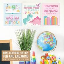 W3Z7 Hadley Designs 6 Social Studies Classroom Decorations – US History Posters Elementary, Middle School And High School, Durable World History Wall Art Teachers - Pastel Classroom Decor - 1 - View 3