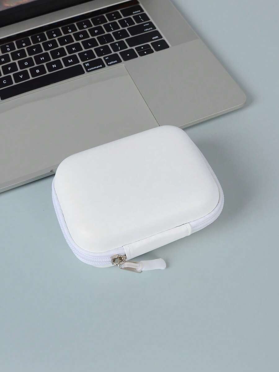 EVA Leather Earphone Case, Data Cable, Charger, USB Drive, USB Shield Hard Shell Protective Storage Box, Shock-Proof And Pressure-Resistant. PU Leather Candy Color Scratch-Resistant Portable Printer Storage Box. Small Camera Protective Case. Travel Essentials Charger Case Digital Camera Accessories Cable Organizer Electronic Organizer Storage Bag Waterproof For Travel For Tech For Women For Men - White - View 1