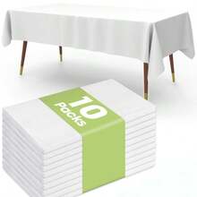 10pcs Disposable PVC Party Tablecloth, Not Fabric, White Color, Fits 274*137cm Table, Suitable For Birthday, Dessert, Family Gathering, Pure White Tablecloth Party Decor