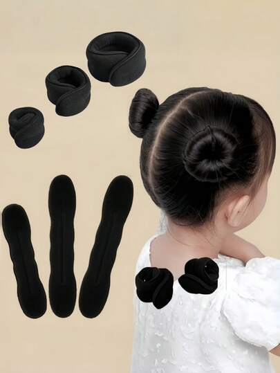 2/3/5/6件装 女孩发髻造型器，青少年甜甜圈发髻定型器，蓬松发髻造型器，女孩发饰