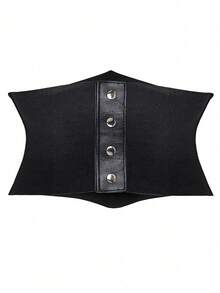 1 chiếc đai lưng bản rộng co giãn màu đen phong cách Gothic dành cho nữ, thích hợp cho tiệc Halloween và trang phục Halloween mặc hàng ngày - màu đen - Xem 6