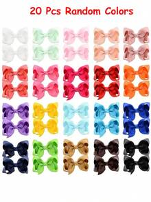 60pcs/Set Girls Random Color Bow Hair Clips, Vintage Satin Ribbon Bow Hair Clips, Cute Bow Hair Pins, Daily Wear Hair Accessories Set (Sold In Pairs) - Nhiều màu - Xem 11
