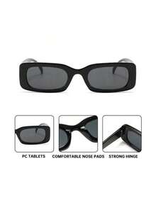 1/2 Pair Retro Square Glasses, Classic Black Frame Eyeglasses Men And Women, Luxury Fashion Flattering Large Face, Narrow Frame Polarized Lens - màu đen - Xem 3