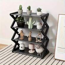 1pc 4-Storey Bookshelves Or Shoe Cabinets For Entrances, Corridors, Bedrooms And Dormitories, A Variety Of Colors To Choose From, Can Be Used As Bookshelf, Shoe Rack,Easy To Assemble, Sturdy And Durable,Foldable Shoe Rack, Thickened Plastic Material Saves Space, Adjustable 4-Layer Foldable Shoe Storage,