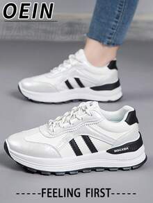 Teniși casual confortabili pentru femei, cu talpă groasă și strălucitoare, la modă și moi