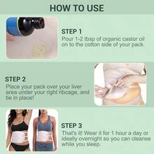 Castor Oil Pack Wrap, Organic Cotton Flannel, Less-Mess - Reusable Castor Oil Compress Wrap Kit With 6 Adjustable Elastic Strap, Naturopathic, Waterproof & Anti Oil Leak - One Size Fits All