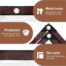 透明防水篷布 - 带加强型索环和防撕裂拉绳，防风、防尘、防水、防雪，适用于花园雨罩、庭院围栏、露营帐篷、门廊遮阳篷，非常适合露台、花园、猪圈和露营 - 透明 - 查看 7