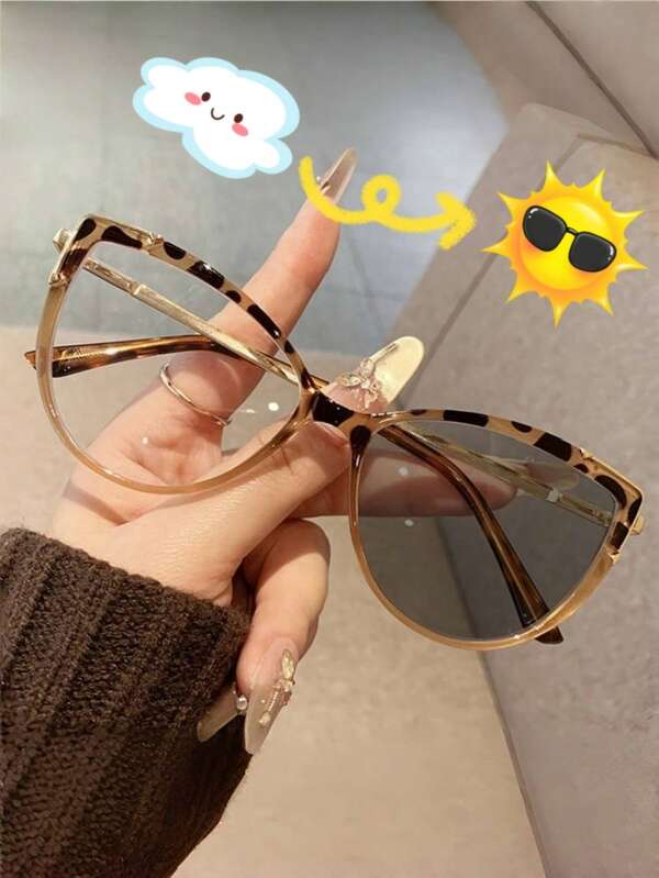 Lunettes œil de chat photochromiques personnalisées haut de gamme pour femmes, 1 pièce, idéales pour la décoration quotidienne et l'extérieur