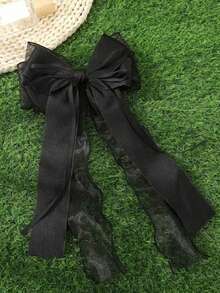 1pc Organza Bridal Hair Clip, Romantic Headpiece For All Seasons - Black - View 2