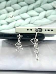 1pc Halloween Funny Skeleton Phone Dust Plug Charm