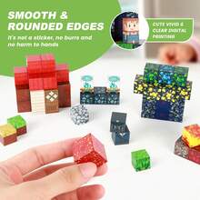 100PCS Magnetic Cubes | DIY 3D Construction Blocks | STEM Educational Toy | Volcano Castle Mine Town Scene | Character Faces | Stackable Pretend Play | Birthday Halloween Christmas - 100PCS - 查看 6