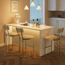 mteryoing Home Bar Stools Set Of 2/4/6/8, Counter Height Bar Stools For Kitchen Counter, Island Chairs For Dining Table, Modern Tall Barstools With Back, Metal Counter Stools With Upholstered For Kitchen - Gold-2 PCS - 查看 10