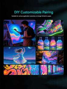 8色迷你夜光颜料,20/60毫升装,防水高饱和度,适用于DIY装饰、艺术绘画、室内外艺术工艺,可用于画布、岩石、木材等材质。防水颜料,色彩丰富,是2026年母亲节的理想礼物之选,也是返校季艺术用品文具套装。 - 均碼 - 查看 7