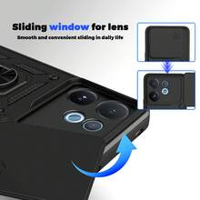 Sliding Camera Lens & Stand Protective Case For V 60 5G Smartphone - Black - View 2