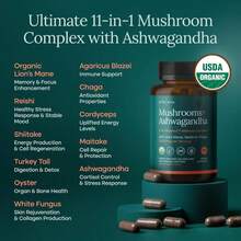 USDA Organic Lions Mane Supplement Capsules With Ashwagandha, Chaga, Reishi, Cordyceps, Turkey Tail (18,600mg_serv) 10x Adaptogenic Mushroom Complex As Focus Supplement - Energy, Immunity &Amp; Nootropic - Tên hương vịC - Xem 5