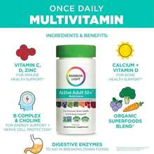 Rainbow Light Adult Multivitamin, Vitamins C &Amp; Zinc, B Complex &Amp; Choline, Calcium &Amp; Vitamin D Supports Bone Health, Energy &Amp; Immune Support, Non-GMO, Vegetarian, 90 Tablets - Flavor NameA - 查看 4