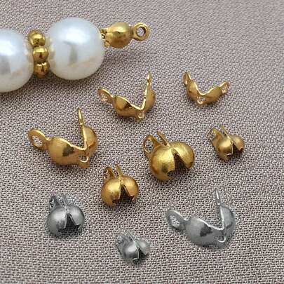 20/50pcs Stainless Steel Bead Tips Calotte Ends Clamshell Knot Cover Fold-Over Bead Tips For DIY Jewelry Craft Making Accessories