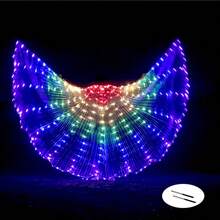 1 pieza Alas de danza del vientre de poliéster brillante, accesorio de disfraz de alas de hada iridiscente de mariposa para Pascua, Navidad, Halloween, actuación de danza del vientre, fiesta, baile