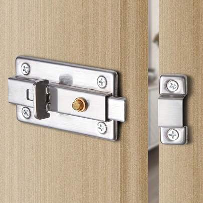 3-calowy samoblokujący zatrzask zatrzaskowy: zamek zatrzaskowy ze stali nierdzewnej, nie wymaga wiercenia, zatrzask do drzwi przesuwnych z ryglem typu push-pull, zabytkowy zamek do drzwi,