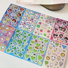 8件套复古女孩兔子草莓四叶草银色闪光贴纸日记手机壳装饰贴纸 - Colorful - 查看 8