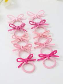 Bộ 10 chiếc dây buộc tóc nơ ruy băng màu hồng cho bé gái/phụ nữ, kiểu dáng tối giản, nhỏ nhắn, dễ thương như công chúa, đa năng, nhẹ nhàng với tóc, co giãn và bền chắc, phù hợp sử dụng hàng ngày. - Nhiều màu - Xem 3