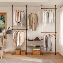 Fixed Clothes Drying Racks - Brown - View 2