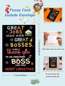 1 Stück süße Weihnachts-Dankeskarte als Geschenk für Chef, Leiter, Manager, Lustige Weihnachtskarte als Geschenk für Männer und Frauen, beste Weihnachts-Dankeskarte für den Chef, Weihnachtsgeschenkideen - Verschiedenfarbig - Übersicht 2