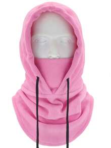 1pc Solid Color Fleece Warm Balaclava, Comfortable Breathable Windproof Face Mask For Autumn/Winter - Multicolor - View 1