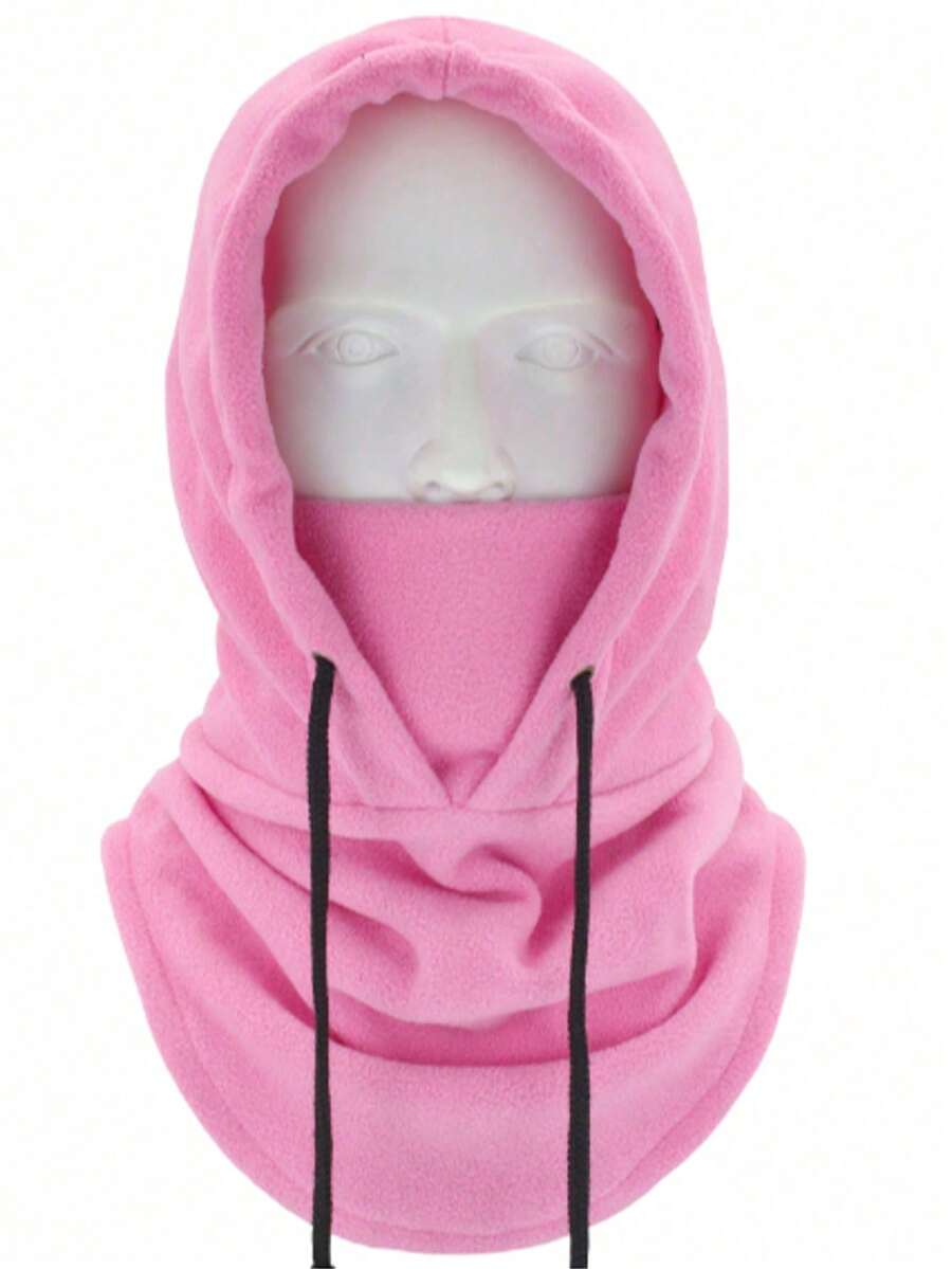 1pc Solid Color Fleece Warm Balaclava, Comfortable Breathable Windproof Face Mask For Autumn/Winter - Multicolor - View 1