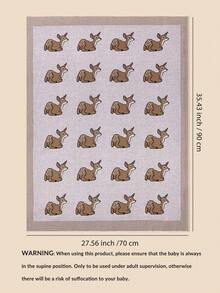 1 件婴儿针织毯，卡通鹿图案，100% 纯棉，婴儿舒适盖毯，适合日常使用 - 白色 - 查看 3