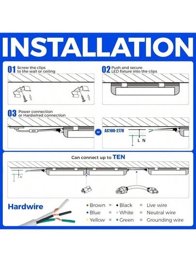 Barrina 6500K 2FT LED Shop Light, 3000LM, 20W, T8 Shop Lights For Garage, Workbench, Cabinet, Workshop, Room, LED Tube Light, Linkable Ceiling Lights