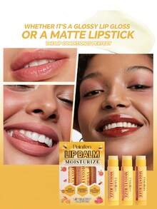 3 件牛奶果冻润唇膏蜂蜜西柚石榴持久保湿亮泽暗沉双唇减少唇纹唇部护理 - 米色 - 查看 5