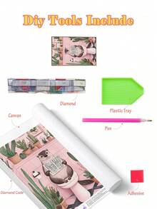 | 5D DIY 钻石画 | 手工装饰画，融入拟人化动物元素。一只可爱的水獭在粉色房间里上厕所。水钻全套马赛克工艺品。成人高清钻石画，以及DIY技巧和专注力练习。 - 彩色 - 查看 3