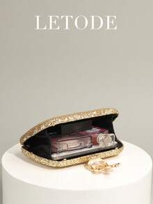 Bộ trang sức đính đá lấp lánh gồm dây chuyền, bông tai và vòng tay, kết hợp với túi xách cầm tay sang trọng, thích hợp cho các bữa tiệc, đám cưới lãng mạn, túi đeo vai mùa xuân/hè, túi cô dâu, các buổi khiêu vũ trang trọng. - Vàng - Xem 10