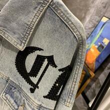 Men's And Women's Denim Shirts, Light Luxury And Fashionable Tiger Head Denim Jackets, Cool And Stylish Heavy-Duty Hot Stamping Men's And Women's Jackets, Spring And Autumn Tops, Distressed Denim, Patterned Denim - 淺色水洗藍 - 查看 8