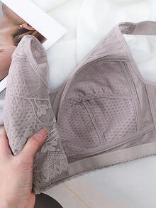 女士无钢圈提升和支撑胸罩，薄款，防止下垂和侧凸 - 灰色 - 查看 5