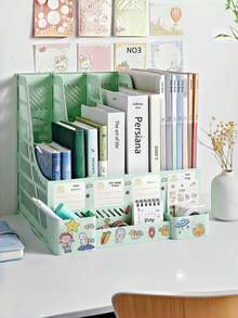 1 件垂直塑料文件整理架、桌面收纳盒、文件夹套装