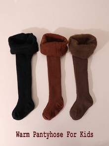 3 perechi de colanți groși de culoare solidă pentru fete, colanți cu nervuri și căptușeală termică, potriviți pentru rochii și pantofi, toamnă/iarnă - Multicolor - Vizualizare 10
