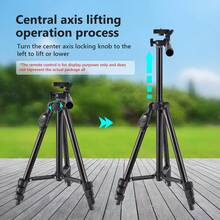 TOKQI Portable Aluminum Alloy Tripod, Suitable For Cameras And Smartphones, With Phone Holder - 360° Rotatable Ball Head, Extendable Legs, Compatible With DSLR, Mirrorless Cameras, Smartphones, For Vlogging, Live Streaming, Video Recording - Black - View 8