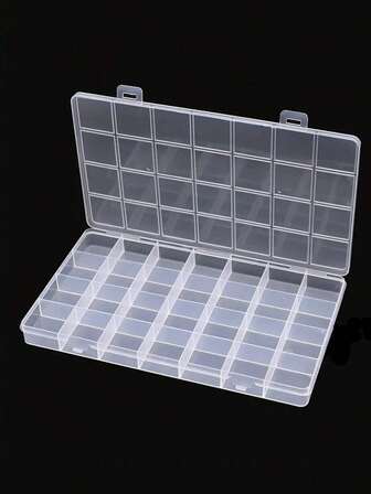 1个多功能28格透明塑料收纳盒，可用于整理珠子、珠宝、渔具和手工配件——非常适合返校季、节日送礼和DIY项目——PP材质，经久耐用，是圣诞节、感恩节和新年庆祝活动的理想之选。