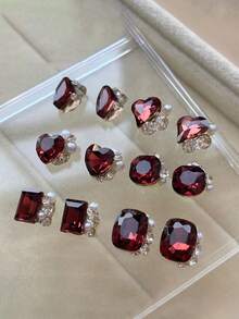 10/30Pcs White Rhinestone, Big Crooked Heart, Fat Square Axe, Crystal Rhinestone, Cannot Drop Bottom, High Brightness Pearl, Alien Rhinestone Material, Nail Rhinestone Jewelry Nails Nail Supplies Nails Nail Charms Nail Gems