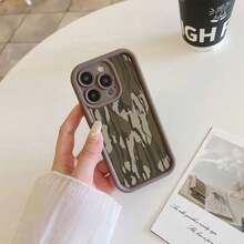 Adecuado para iPhone 16 15 14 13 12 11 XS XR X7 8 Mini Plus Pro SE Funda de Teléfono con Patrón de Camuflaje, Hecha de Material TPU, Funda Protectora a Prueba de Golpes, Color Café Simple, Adecuada para Hombres y Mujeres - Colores mixtos - Ver 5