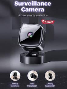 Camera WIFI mini cầm tay độ nét cao 1080P nhìn đêm, có thể điều chỉnh 360°, thích hợp để bàn, treo tường, lắp đặt trên trần nhà, báo động phát hiện di động, hỗ trợ thẻ TF và lưu trữ đám mây, thích hợp cho phòng ngủ gia đình, hành lang, cũi trẻ em, văn phòng - màu đen - Xem 5