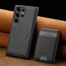 OUKNOEO Detachable Magnetic Wireless Charging Faux Leather Phone Case, Compatible With IPhone 17 Air 16e 15 14 13 Pro Max S26 S25 Edge S24 Ultra Plus A37 A57 Pixel 10 9 8 7, With Card Holder, 3 Card Slots, Anti-Theft Card Pocket - Black - View 30