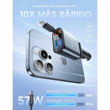 3 in 1 Retrctil Cargador para Auto - Compacto 57W Cargador para Carro Carga Rpida with Tipo CUSB CUSB A, 12V24V Socket 1615, S25S24 Ultra, Android - MX - Ver 3