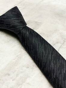 Luxury Men's Skinny Ties Polyester Silk Solid Polka Dot Striped Check Skinny Jacquard Groomsman Tie - 銀色 - 查看 4